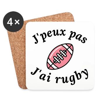 J'peux pas j'ai rugby - Dessous de verre (lot de 4) - blanc - Devant