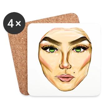 Symbole de visage humain - Dessous de verre (lot de 4) - blanc - Devant