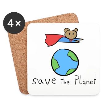 sauver la planète terre symbole héros voler - Dessous de verre (lot de 4) - blanc - Devant