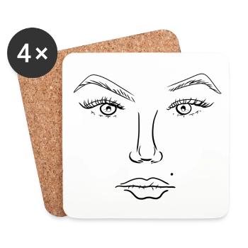 Art Face Man Symbol Template - Coasters (set of 4) - white - Front