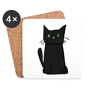 dunkle Katze Tier süß - Untersetzer (4er-Set) - Weiß - Vorne