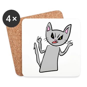 Cat symbol animal gray rage angry - Coasters (set of 4) - white - Front