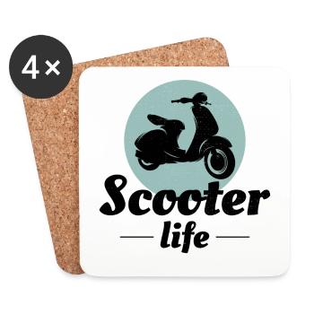 Roller Fahrer Scootering Motorrad Moped Bike - Untersetzer (4er-Set) - Weiß - Vorne