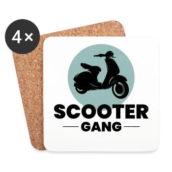 Roller Fahrer Gang Scootering Motorrad Moped Bike - Untersetzer (4er-Set) - Weiß - Vorne