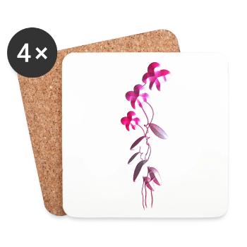 fleurs roses symbole plante scintillante - Dessous de verre (lot de 4) - blanc - Devant