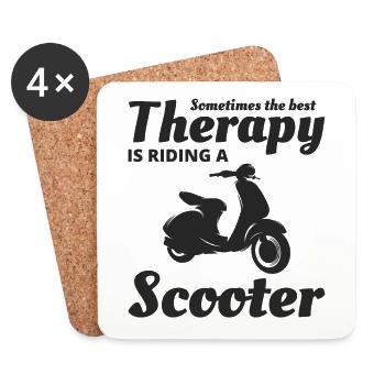 Roller Fahrer Scootering Motorrad Racer Fahrt - Untersetzer (4er-Set) - Weiß - Vorne