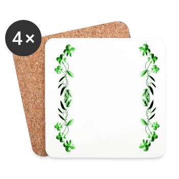 plante de contour de ligne verte - Dessous de verre (lot de 4) - blanc - Devant