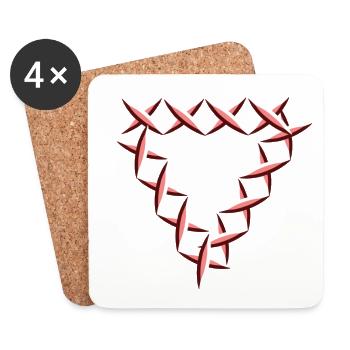 symbole de croix triangulaire rouge - Dessous de verre (lot de 4) - blanc - Devant