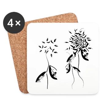 fleurs plante naturelle plante de fleurs - Dessous de verre (lot de 4) - blanc - Devant