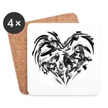 grey heart symbol glossy - Coasters (set of 4) - white - Front