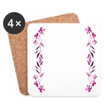 ligne rose peinte en gris - Dessous de verre (lot de 4) - blanc - Devant