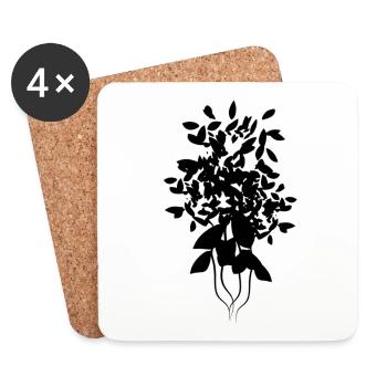feuilles symbole de la plante à fleurs - Dessous de verre (lot de 4) - blanc - Devant
