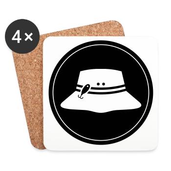 Cercle d’icônes de chapeau de pêche - Dessous de verre (lot de 4) - blanc - Devant