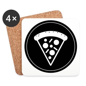 Cercle d’icônes de pizza - Dessous de verre (lot de 4) - blanc - Devant