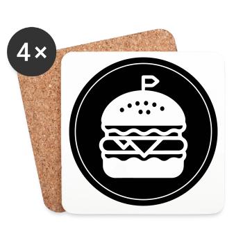 Burger Icon Kreis - Untersetzer (4er-Set) - Weiß - Vorne