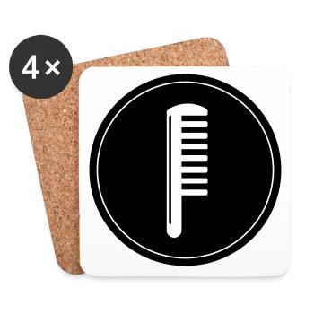 Kamm Friseur Kreis - Untersetzer (4er-Set) - Weiß - Vorne