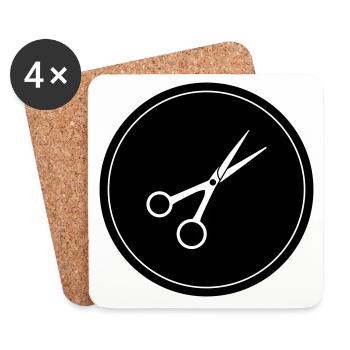 Schere Barber Kreis - Untersetzer (4er-Set) - Weiß - Vorne