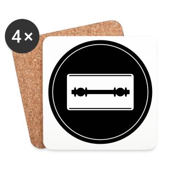 Razor Blade Icon Circle - Coasters (set of 4) - white - Front
