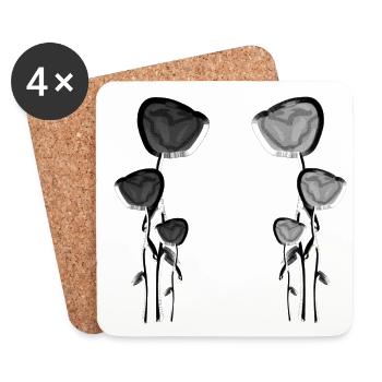 rose shiny gray flower plant - Coasters (set of 4) - white - Front