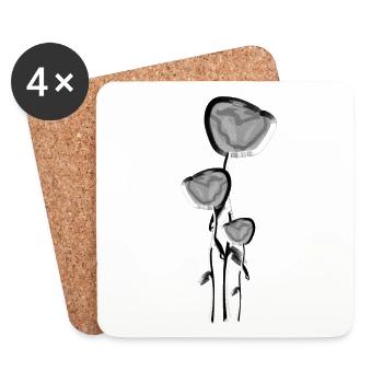 rose shiny symbol gray plant - Coasters (set of 4) - white - Front