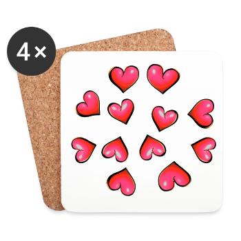 hearts pattern pink heart pink - Coasters (set of 4) - white - Front