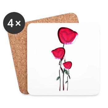 rose shiny symbol flower plant - Coasters (set of 4) - white - Front