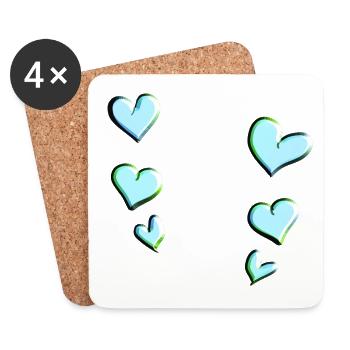 blue hearts pattern love - Coasters (set of 4) - white - Front