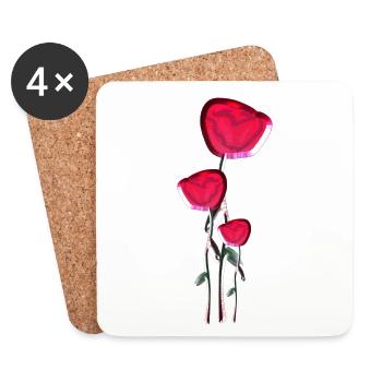 rose shiny pink flower plant - Coasters (set of 4) - white - Front
