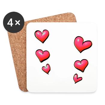 Symbole de cœur amour motif de cœur rose - Dessous de verre (lot de 4) - blanc - Devant