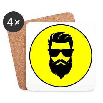 Symbole de barbe du visage - Dessous de verre (lot de 4) - blanc - Devant