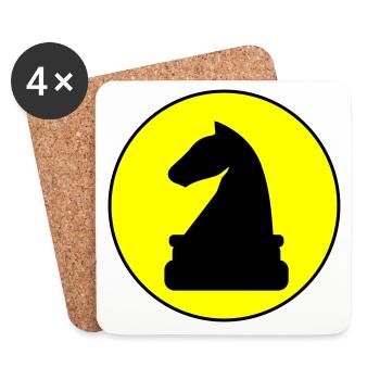 Pferd Schachfigur - Untersetzer (4er-Set) - Weiß - Vorne