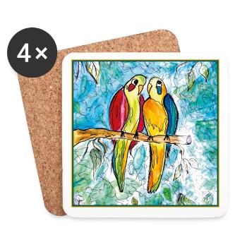 Pair of parrots - Coasters (set of 4) - white - Front