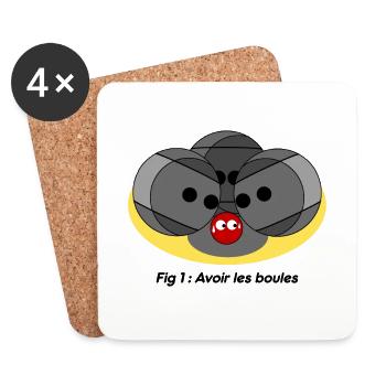 AVOIR LES BOULES ! (pétanque) - Dessous de verre (lot de 4) - blanc - Devant