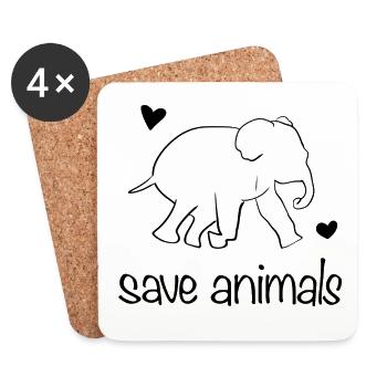 rette Tiere Tier Elefant Tierschützer - Untersetzer (4er-Set) - Weiß - Vorne