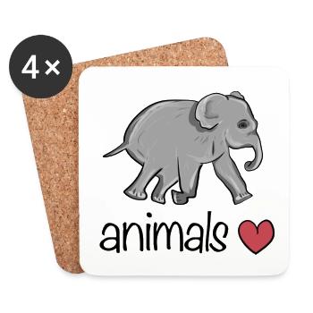 Tiere Herz Elefant Symbol - Untersetzer (4er-Set) - Weiß - Vorne