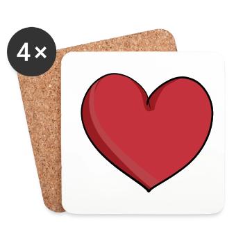 rotes Cartoon herz symbol liebe - Untersetzer (4er-Set) - Weiß - Vorne