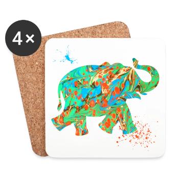 éléphant e 4 - Dessous de verre (lot de 4) - blanc - Devant