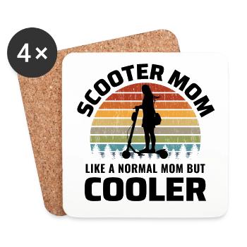 Scooter électrique Maman E-Scooter Vintage Retro - Dessous de verre (lot de 4) - blanc - Devant