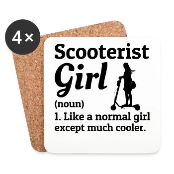 Conducteur de scooter électrique E-Scooter Scooterist Girl - Dessous de verre (lot de 4) - blanc - Devant
