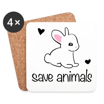 Lapin Symbole Animal Doux sauver les animaux - Dessous de verre (lot de 4) - blanc - Devant