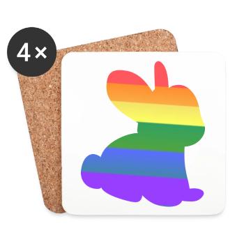 Lapin Symbole Animal LGBT Couleurs - Dessous de verre (lot de 4) - blanc - Devant