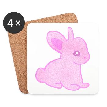 Rabbit Symbol Animal Baby pink glitter - Coasters (set of 4) - white - Front