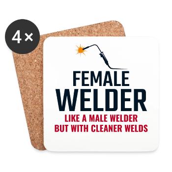 Female Welder Welding Factory Workshop Ironworker - Coasters (set of 4) - white - Front