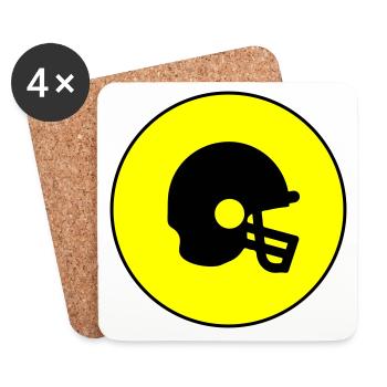 Icône Casque de football - Dessous de verre (lot de 4) - blanc - Devant