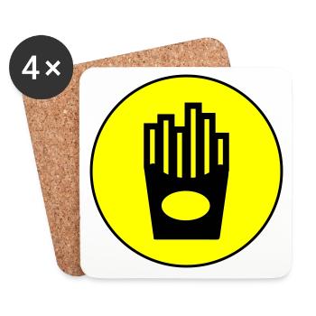 Français symbole de restauration rapide frites - Dessous de verre (lot de 4) - blanc - Devant