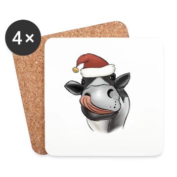 Éleveur de vaches Agriculteur Agriculteur Noël moche - Dessous de verre (lot de 4) - blanc - Devant