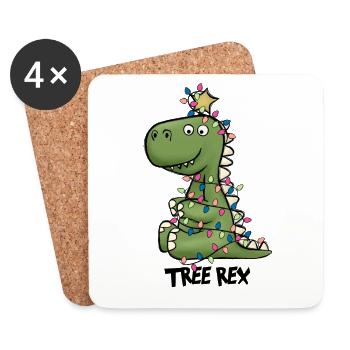 Christmas Dinosaur Tree Rex - Coasters (set of 4) - white - Front