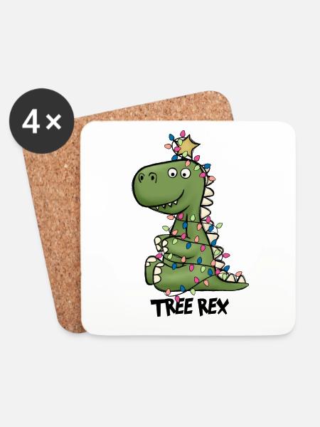 Weihnachten Dinosaurier Tree Rex - Untersetzer (4er-Set) - Weiß