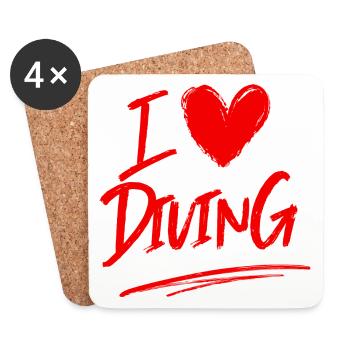 I love diving - Coasters (set of 4) - white - Front