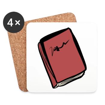 symbole de dessin animé de livre rouge - Dessous de verre (lot de 4) - blanc - Devant